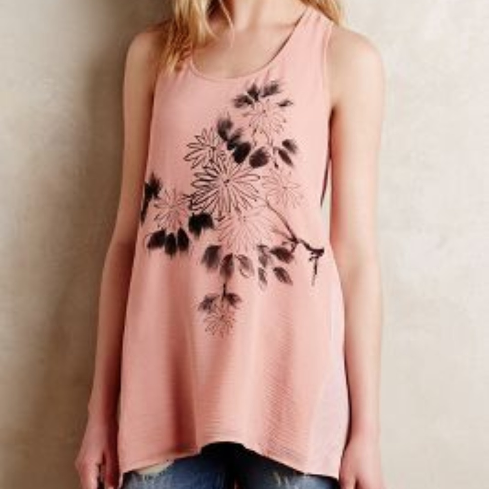 Anthropologie flowy print sleeveless tunic